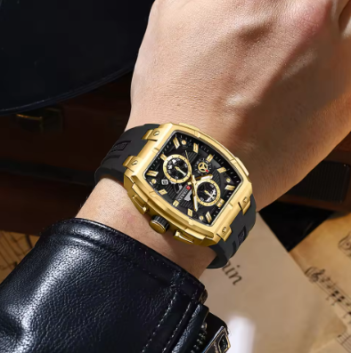 Curren Luxury Chronograph Men's Watch Silicone Band Casual Wristwatch